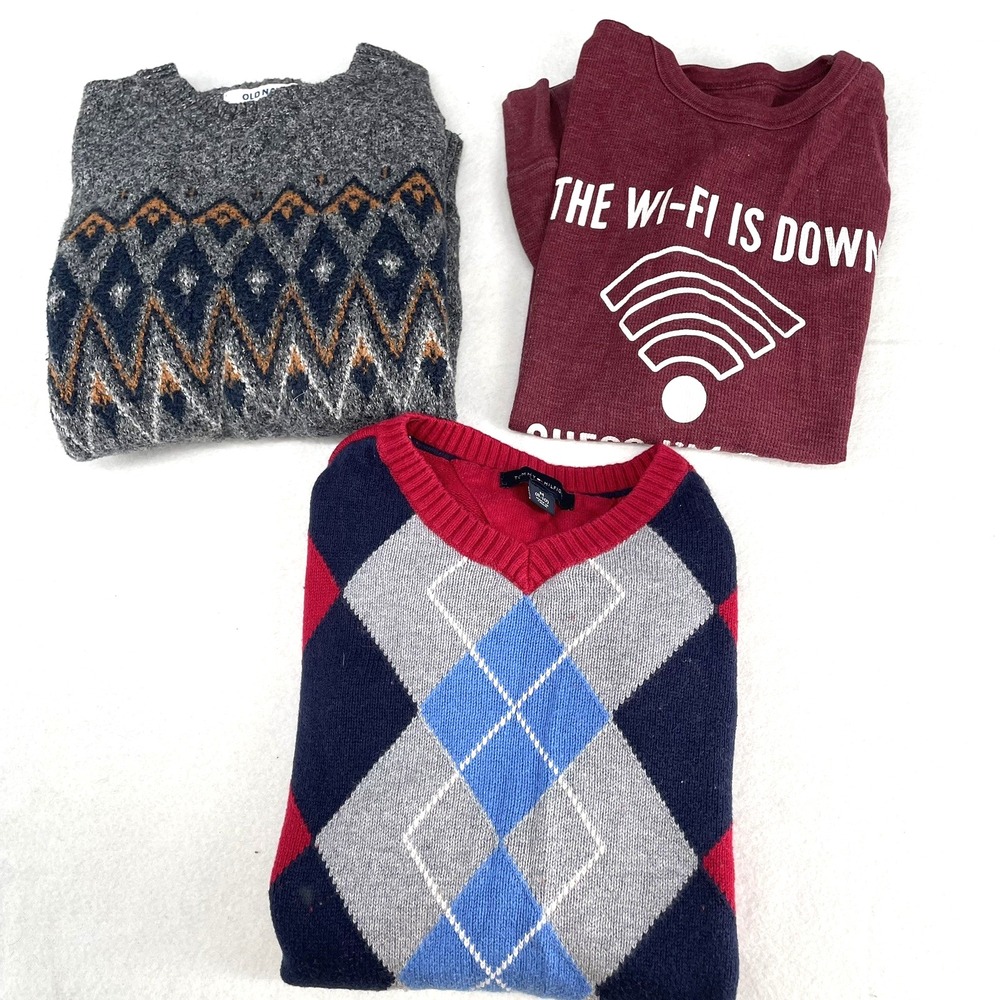 Lot Of 3 Boy Tops Size 8 Long Sleeve Old Navy Childrens Place Tommy Hilfiger‎